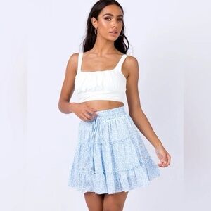 Princess Polly Blue and White Floral Skirt